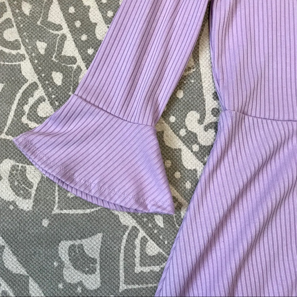 Urban Outfitters Lilac Ribbed Knit Skater Dress with Flare Sleeves - Picture 4 of 5